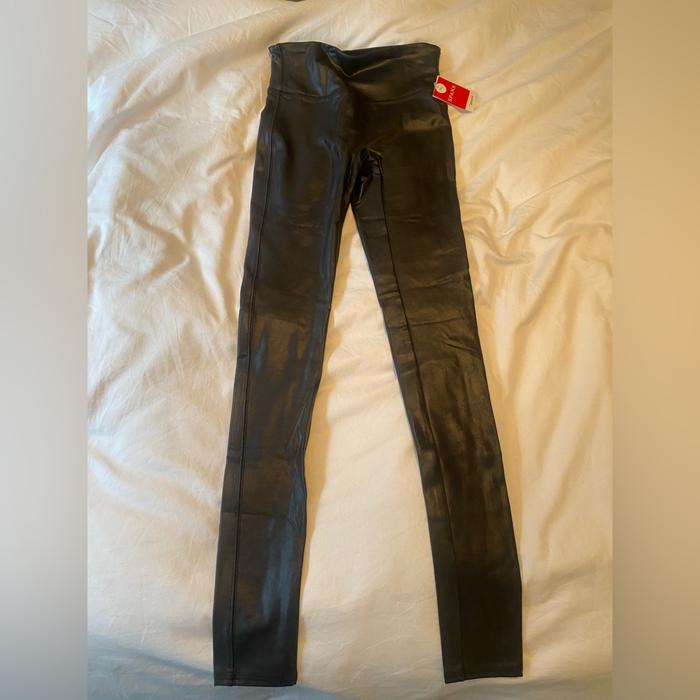 SPANX Black Faux Leather Leggings - Small Tall - NWT